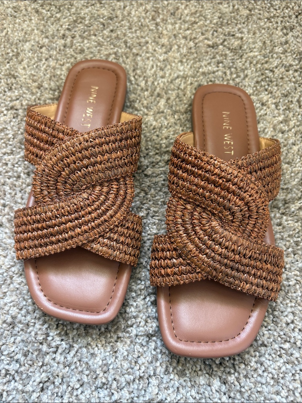 Nine West Tan Braided Slide Sandals